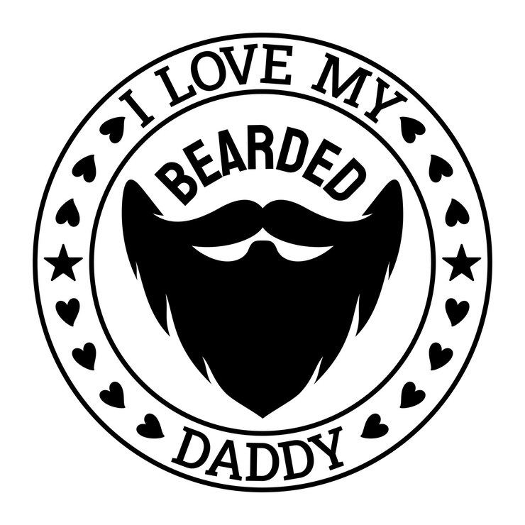 Vector decorative i love my bearded daddy circle design with hearts and stars