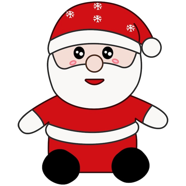 Vector decorative illustration of happy santa claus. merry christmas. hat. snow.red and white.happy.smiling