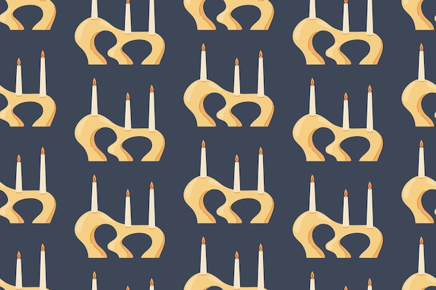 Decorative interior flat candles in a candlestick Vector seamless cartoon pattern