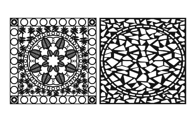 Decorative Islamic template with geometric patterns and floral panels for CNC laser cutting