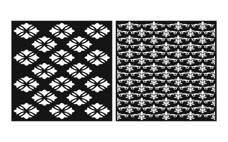 Vector decorative islamic template with geometric patterns and floral panels for cnc laser cutting