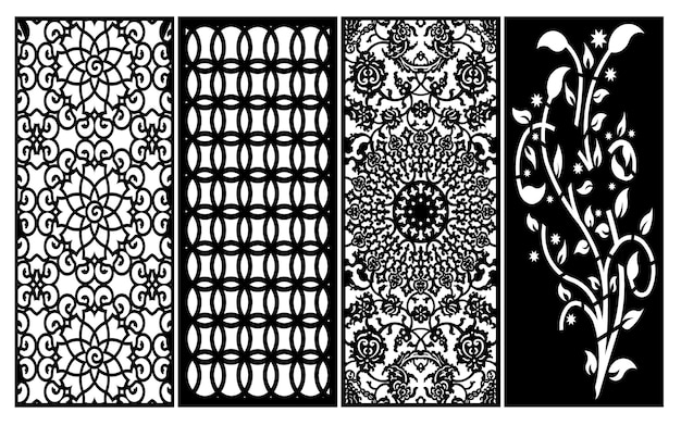 Vector decorative islamic template with geometric patterns and floral panels for laser and cnc cutting