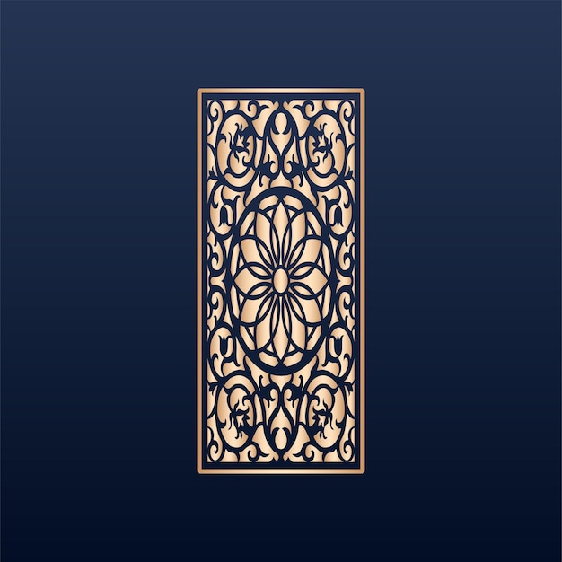 Decorative laser cut panels template with abstract texture. geometric and floral laser cutting