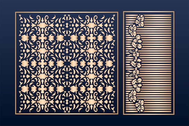 Decorative laser cut panels template with abstract texturedxf geometric and floral laser cut