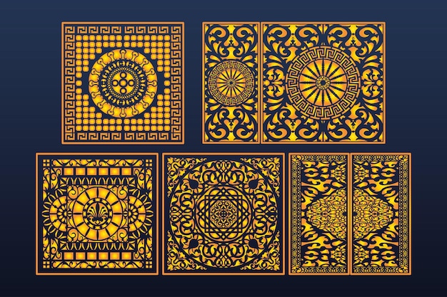 Decorative Laser Cut Set Abstract Geometric Seamless Template