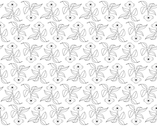 Decorative leaves and plants seamless pattern. Hand drawn abstract leaves pattern. Plants background