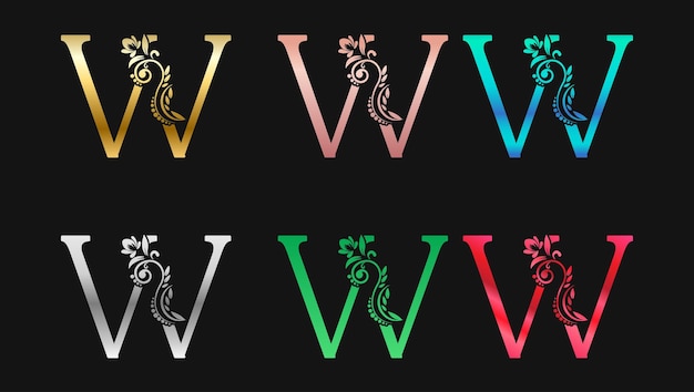 Lettera decorativa w in colori metallici