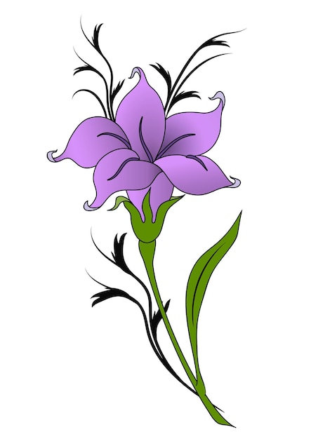 Vector decorative lily flower ornament