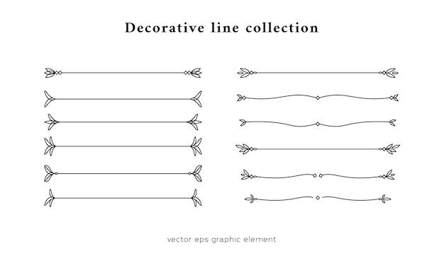 Decorative line divider graphic element collection