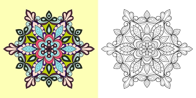 Illustrazione della pagina del libro da colorare decorativo della mandala