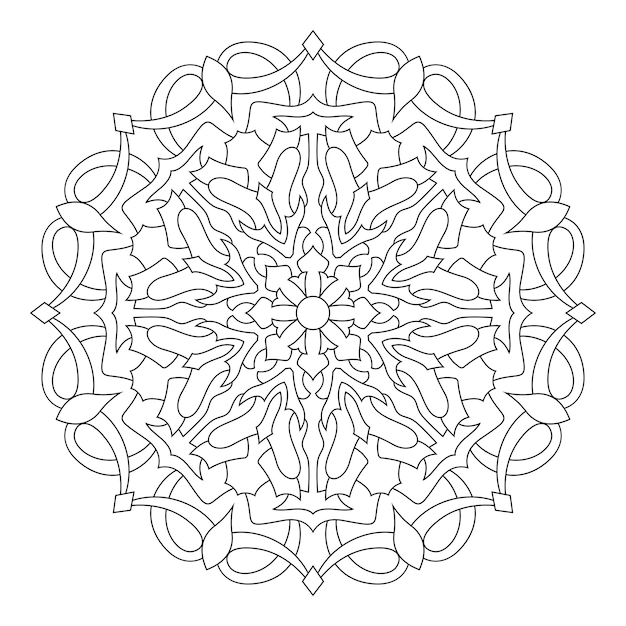 Decorative mandala Coloring page. Anti-stress coloring book page for adults. Black and white mandala