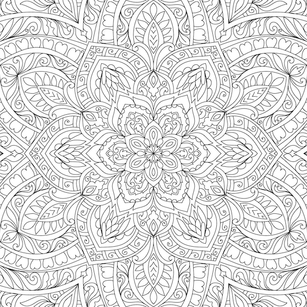 Vector decorative mandala coloring page illustration