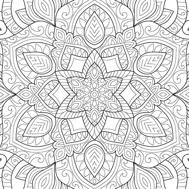 Decorative mandala design coloring page illustration