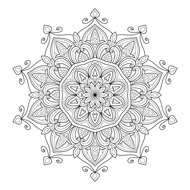 Decorative mandala designs coloring page for adults