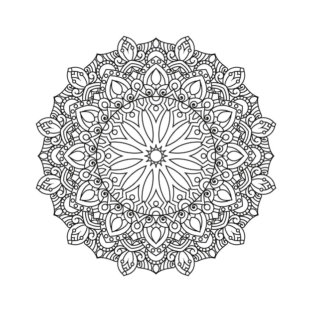 一時的な刺青、結婚式、イスラム教の装飾的なマンダラとパターン。マンダラ塗り絵ページの概要を説明します。