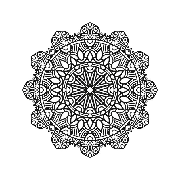 Decorative mandala and pattern for Mehndi, wedding, islam. Outline mandalas coloring book page.