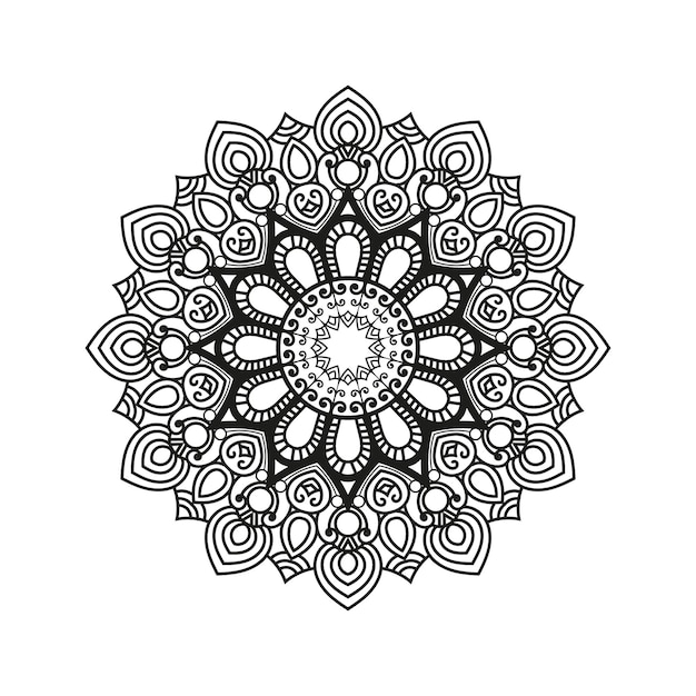 一時的な刺青、結婚式、イスラム教の装飾的なマンダラとパターン。マンダラ塗り絵ページの概要を説明します。