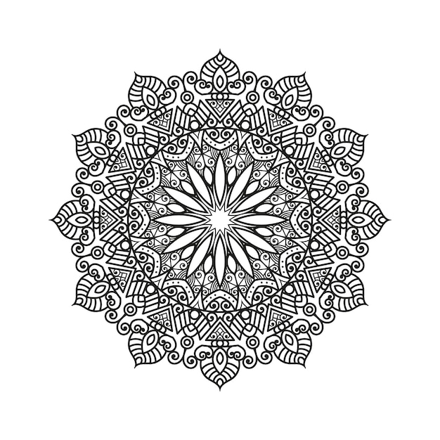 一時的な刺青、結婚式、イスラム教の装飾的なマンダラとパターン。マンダラ塗り絵ページの概要を説明します。