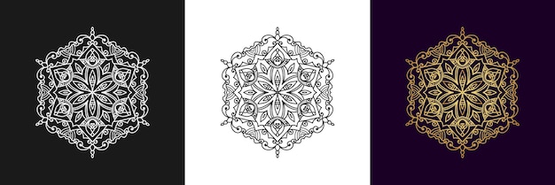 Decorative mandala and pattern for Mehndi, wedding, islam. Outline mandalas coloring book page.