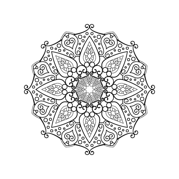 Decorative mandala and pattern for Mehndi, wedding, islam. Outline mandalas coloring book page.