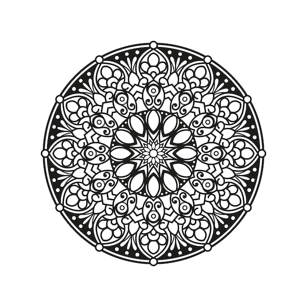 Decorative mandala and pattern for Mehndi, wedding, islam. Outline mandalas coloring book page.