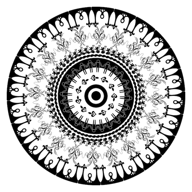 Vector decorative mandala with balck colour design