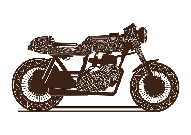 Decorative motorbike coloring page and coloring book for adult and kids design