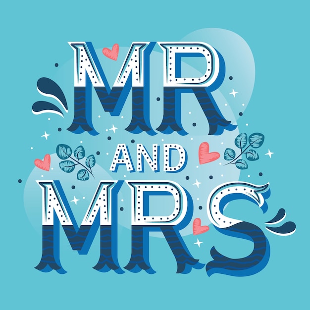 장식 Mr and Mrs 타이포그래피 디자인