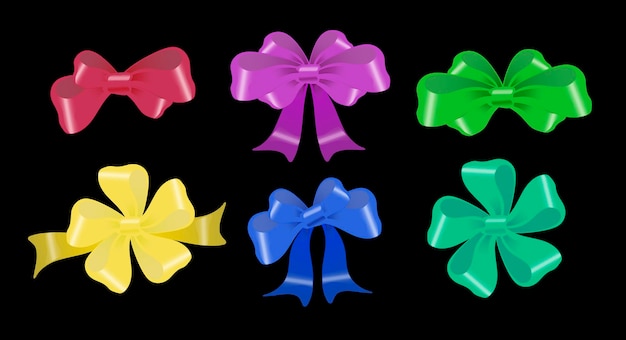 Decorative multicolored bows of various shapes