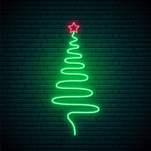 Decorative neon shining Christmas tree