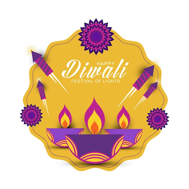 Decorative oil lamp Diwali festival celebration card background