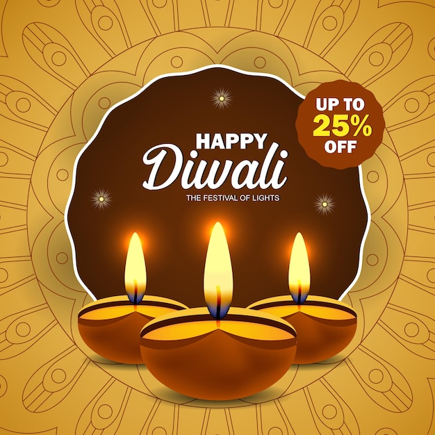 Decorative oil lamp diwali festival celebration card background