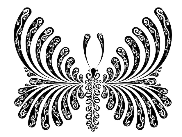 美しい蝶の装飾的な透かし彫りのベクトル図