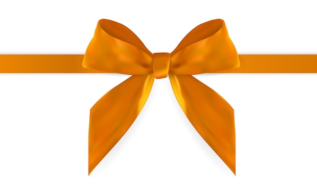 Decorative orange bow with ribbon isolated on white 3D Realistic  