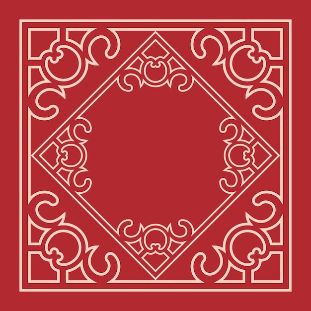 Decorative oriental vintage frame in red background