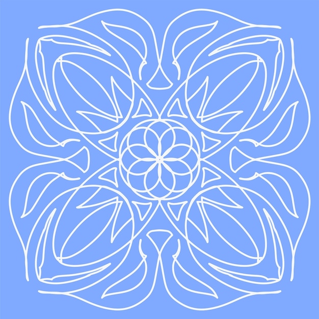 Decorative ornament on a blue background Snowflake Vector illustration