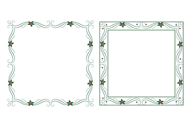 Decorative ornamental Christmas border Square frame holly leave invitation card page borders