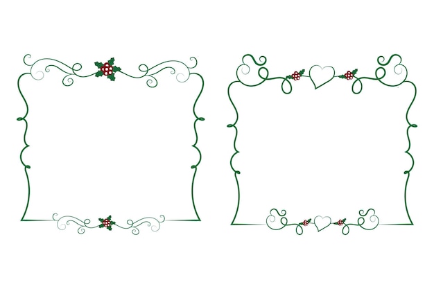 Decorative ornamental Christmas border Square frame holly leave invitation card page borders