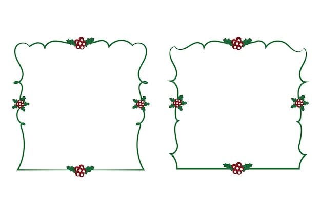 Bordo decorativo ornamentale di natale cornice quadrata agrifoglio lascia i bordi della pagina della carta di invito