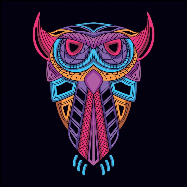 Decorative owl from glow neon color