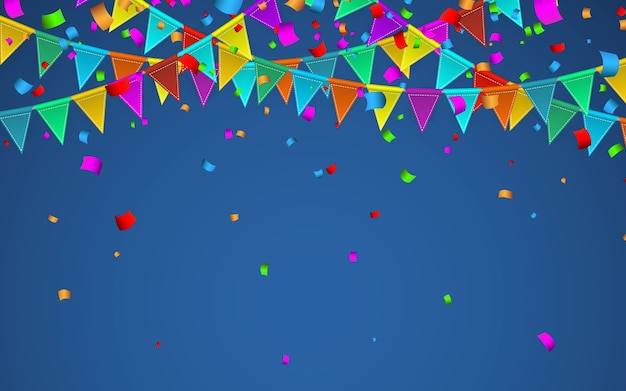 Decorative party flags and confetti