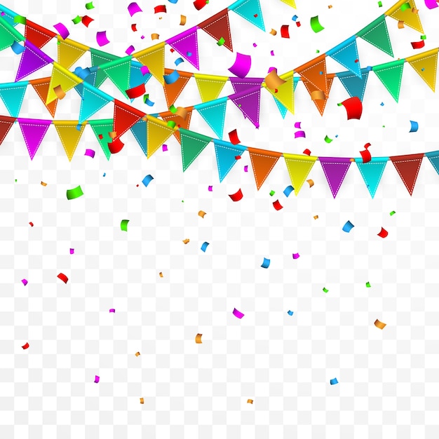 decorative Party flags and confetti
