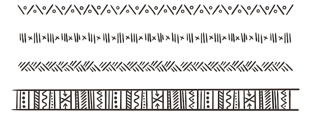 Decorative pattern line set Tribal ornament border