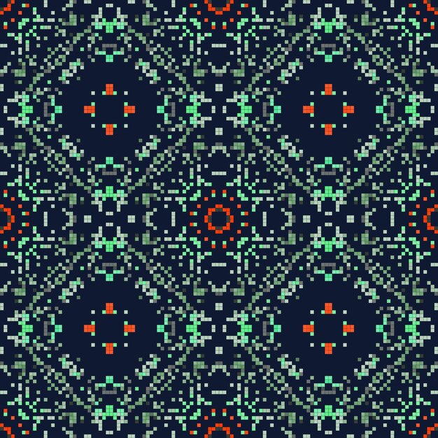 Decorative pattern made from small squares Rich ornament for fabric design