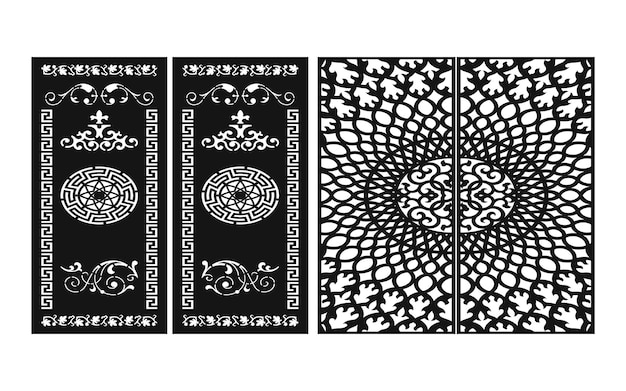 Vector decorative patterns with floral and islamic motifs