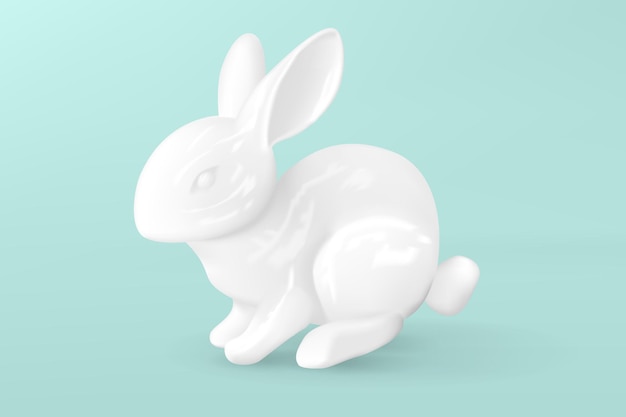 Decorative porcelain white hare. Easter bunny