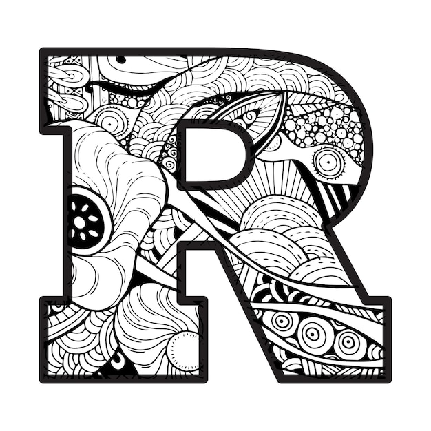 Decorative R Letter Coloring Page &amp; KID