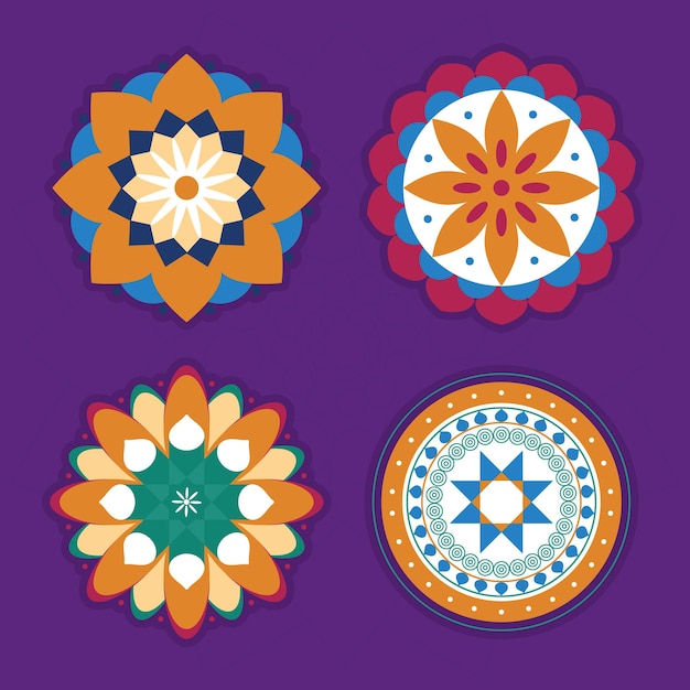 Decorative rangolis icon set