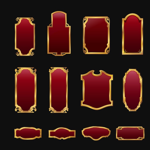 decorative red golden frames collection set