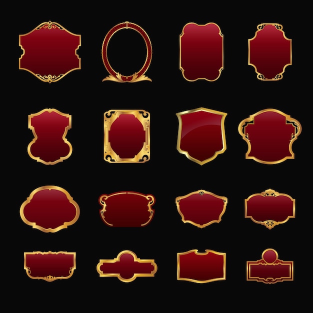 Decorative red golden frames collection set